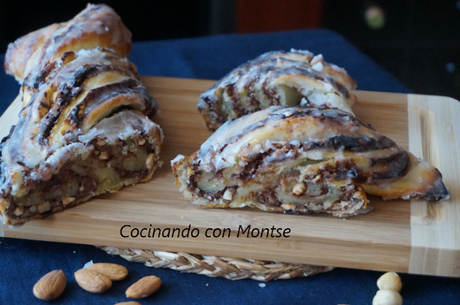 Trenza de hojaldre con chocolate y frutos secos Trenza de hojaldre con chocolate y frutos secos