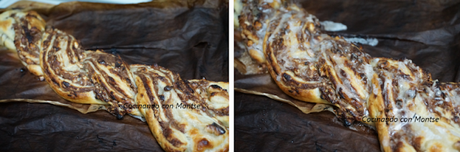 Trenza de hojaldre con chocolate y frutos secos Trenza de hojaldre con chocolate y frutos secos
