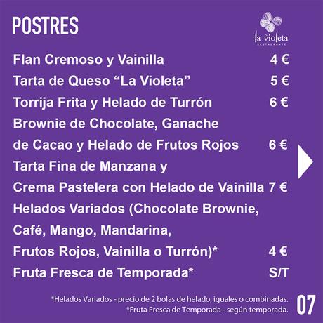 El Restaurante La Violeta estrena carta e inaugura servicio a domicilio a partir de este fin de semana El Restaurante La Violeta estrena carta e inaugura servicio a domicilio a partir de este fin de semana