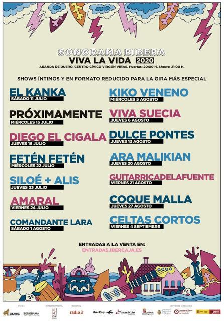 Ciclo de conciertos del Sonorama: Amaral, Ara Malikian, Coque Malla, Kiko Veneno, Viva Suecia, El Kanka, Celtas Cortos...