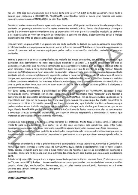 La Orquesta Panorama cancela su gira La Orquesta Panorama cancela su gira