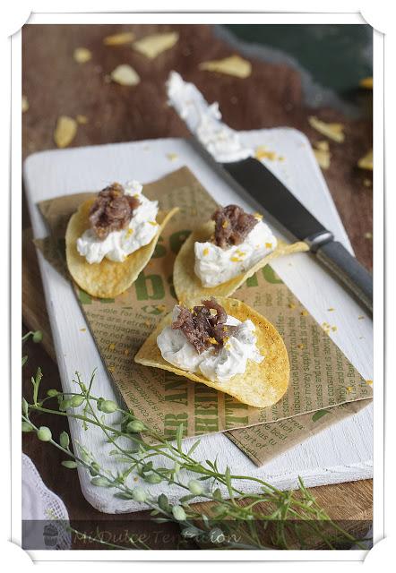 Canapé de Patatas con Queso y Anchoa Canapé de Patatas con Queso y Anchoa