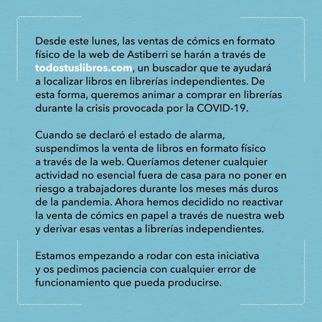 Astiberri Ediciones deja de vender físico desde su web para que lo hagan las librerías