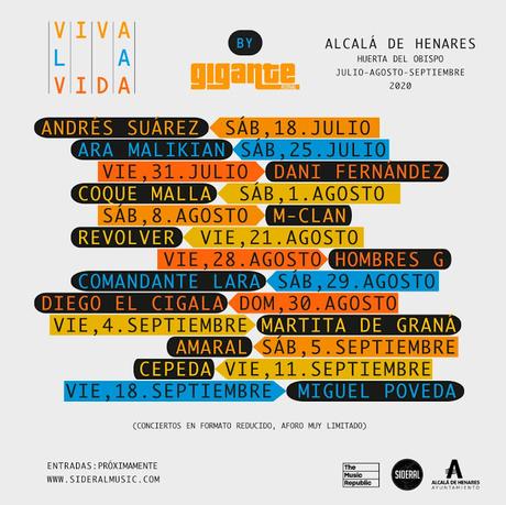 Conciertos del Festival Gigante en Alcalá de Henares: M Clan, Hombres G, Amaral, Coque Malla, Ara Malikian, Andrés Suarez...
