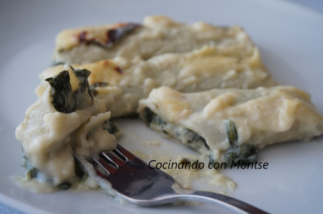 Canelones de espinacas y queso