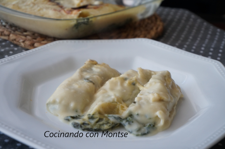 Canelones de espinacas y queso