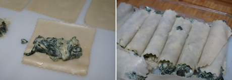 Canelones de espinacas y queso