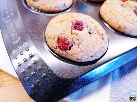 Muffins de arándanos rojos integrales