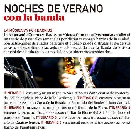 Actividades culturales Ponferrada Verano 2020. ‘Ponferrada te abraza’