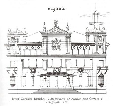 Anteproyecto de González Riancho para el edificio de Correos