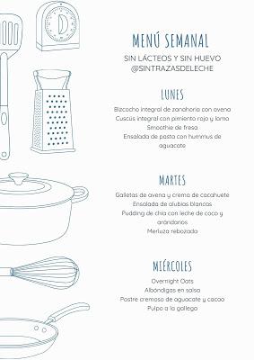 Menú semanal.3 - Sin Leche y Sin Huevo