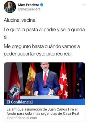 - Oda a la vejez en tiempos de covid-19.  - Los 269.000 dólares pagados por Cusí para el viaje de Félix VI y Letizia en su luna de miel.  - Dos felipes, dos silencios, y el PSOE no quiere matar al padre.