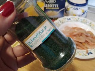 RISOTTO CON ESPIRULINA Y GAMBAS DE MALAGA RISOTTO CON ESPIRULINA Y GAMBAS DE MALAGA