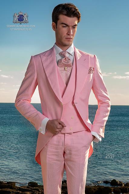 Chaqué de novio rosa es puero lino ibicenco Ottavio Nuccio Gala Chaqué de novio rosa es puero lino ibicenco Ottavio Nuccio Gala