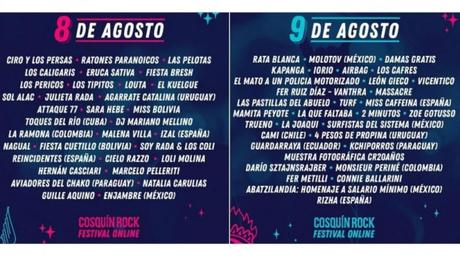 El line-up del Cosquin Rock 2020