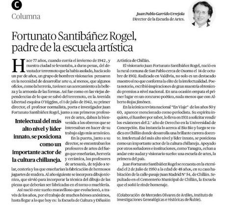 Homenaje a Fortunato Santibáñez Rogel, fundador de la Escuela Artística de Chillán Homenaje a Fortunato Santibáñez Rogel, fundador de la Escuela Artística de Chillán