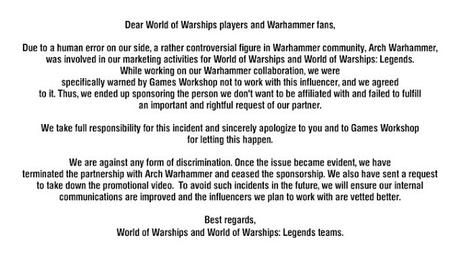 World of Warships retira todo apoyo a Arch Warhammer