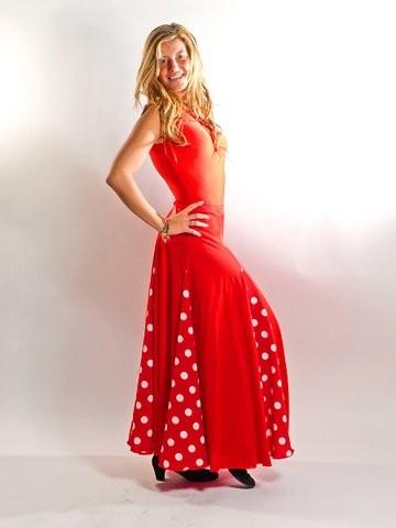 Falda Roja Con Lunares Blancos