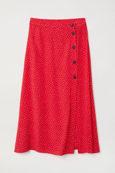 Falda Roja Con Lunares Blancos