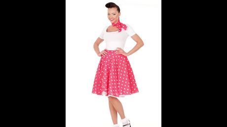 Falda Roja Con Lunares Blancos