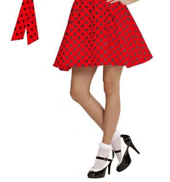 Falda Roja Con Lunares Blancos