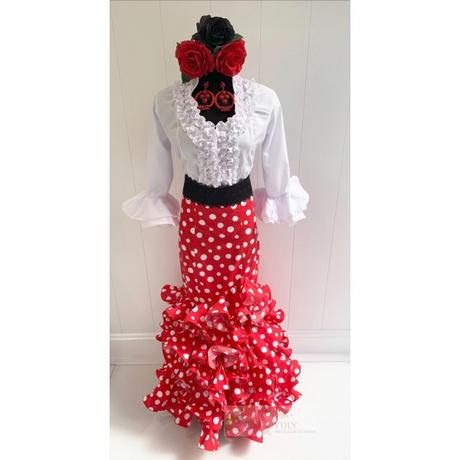 Falda Roja Con Lunares Blancos