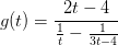 g(t) = \dfrac{2t-4}{\frac{1}{t} - \frac{1}{3t-4}}