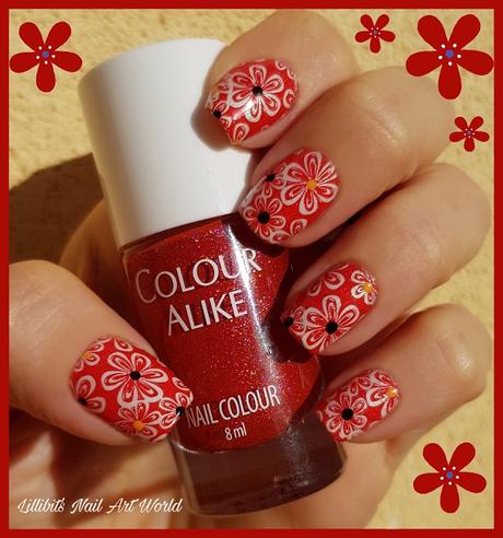 Reto Esmaltando Challenge: Color (Flores rojas holográficas)