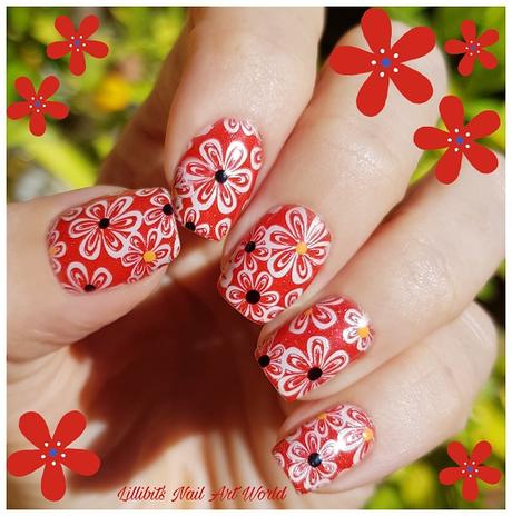 Reto Esmaltando Challenge: Color (Flores rojas holográficas)