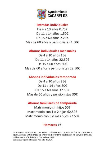 Cacabelos abre mañana martes sus piscinas municipales