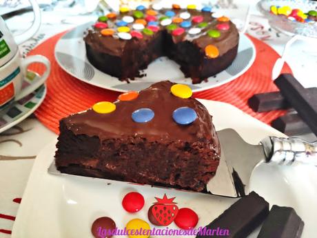 Tarta Brownie con Lacasitos y Nutella