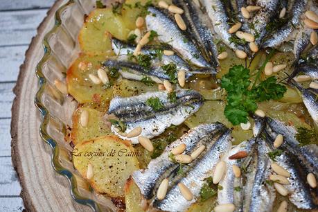 Abanico de patatas y boquerones