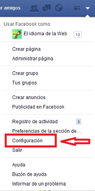accede a Configuración Facebook