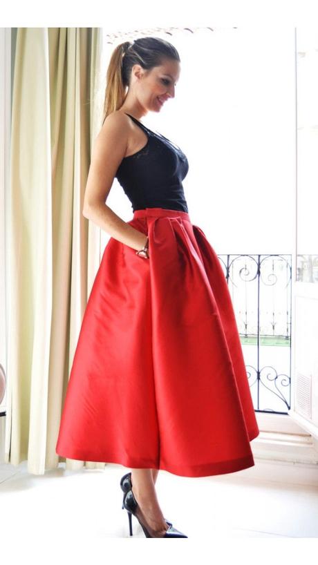 Outfit Falda Roja Larga - Paperblog