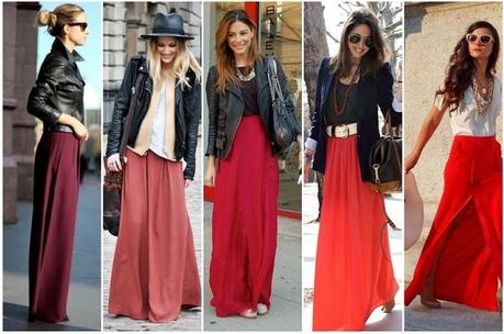 Outfit Falda Roja Larga - Paperblog