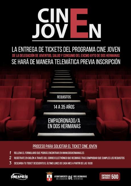 SE ACTIVA EL REPARTO DE TICKETS DESCUENTOS DEL PROGRAMA CINE JOVEN DE FORMA TELEMÁTICA