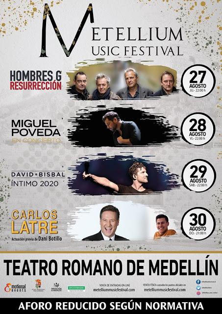 [Noticia] La nueva edición del Metellium Music Festival se celebrará entre los días 27 y 30 de agosto y contará con Hombres G, Miguel Poveda, David Bisbal, Carlos Latre y Dani Botillo