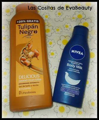 Gel tulipan negro y loción corporal nivea terminados empties