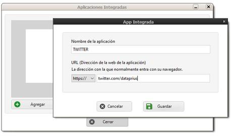 Agregar aplicación integrada en Dataprius.