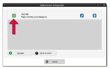 Agregar aplicación integrada en Dataprius.