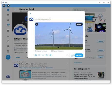 Twit cargada la imagen desde Dataprius