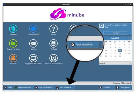 Escritorio Dataprius con botón de Apps Integradas.