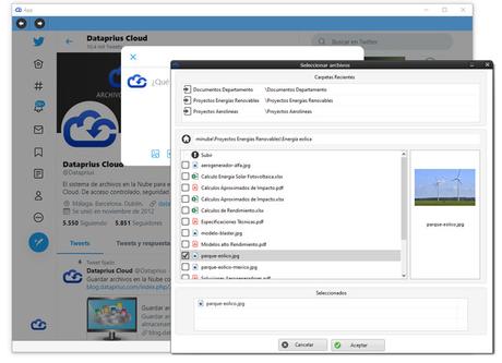 Ejemplo. Seleccionar archivos para imagen en Twitter.