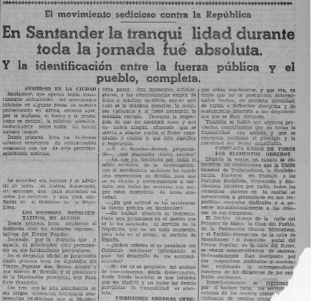 19 de julio de 1936: «tranquilidad» en Santander…