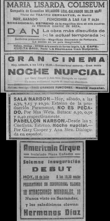 Las diversiones de Santander el 18 de julio de 1936…