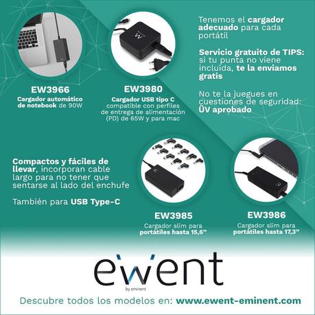 Ewent ofrece consejos para saber elegir el mejor cargador para un ordenador portátil