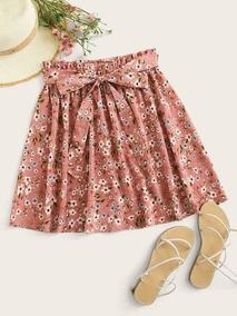 Falda Con Textura De Cuadros Shein