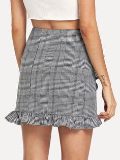 Falda Con Textura De Cuadros Shein