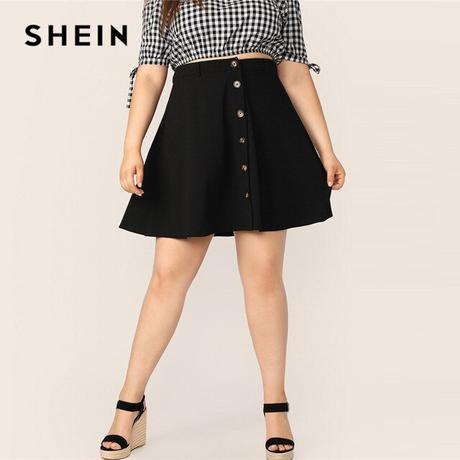 Falda Con Textura De Cuadros Shein