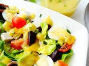 Ensalada variada salsa melocotón